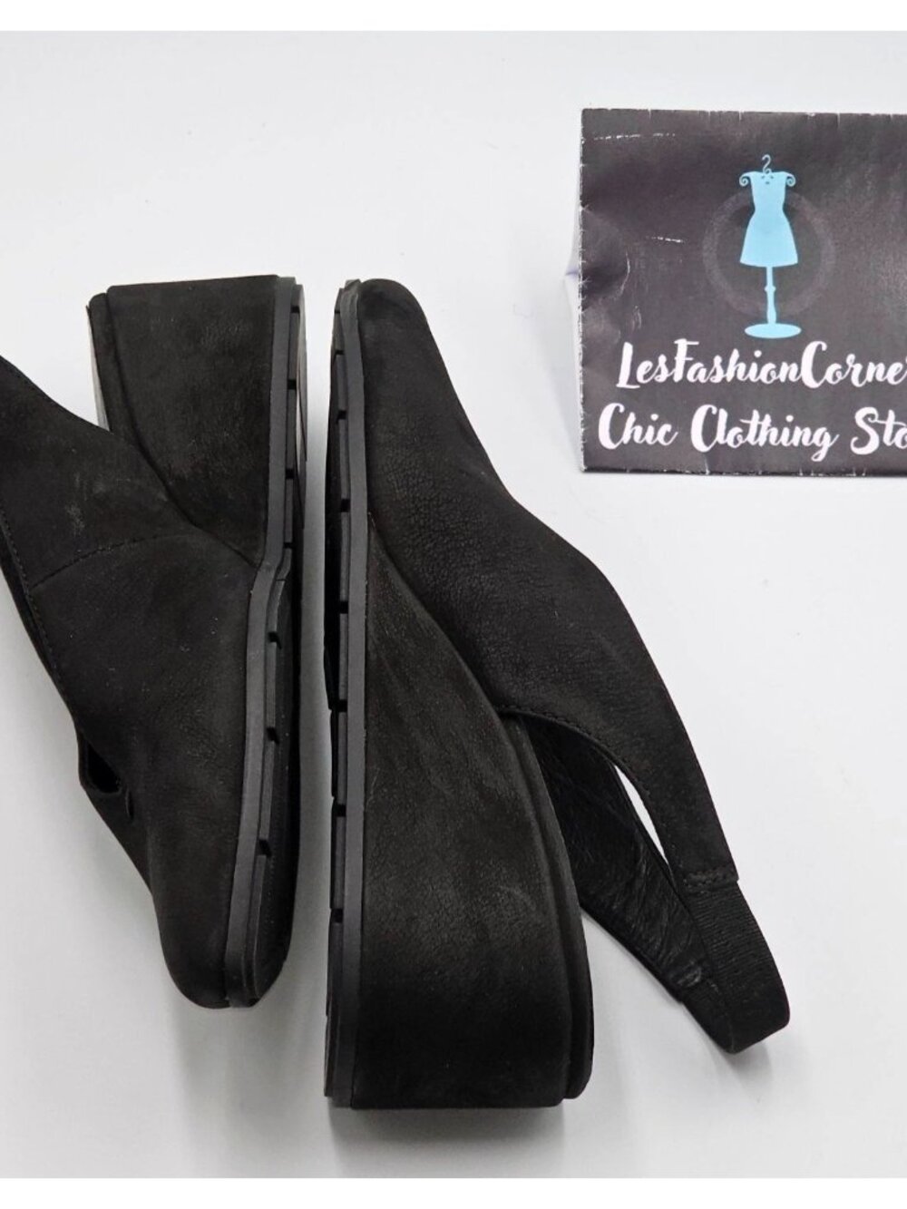 Eileen Fisher Womens Black Nubuck Leather Devi Tumbled Slingback Shoes Sz 6 2917 - Picture 14 of 16
